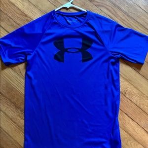 YXL Boys Under Armour royal blue tee, black logo